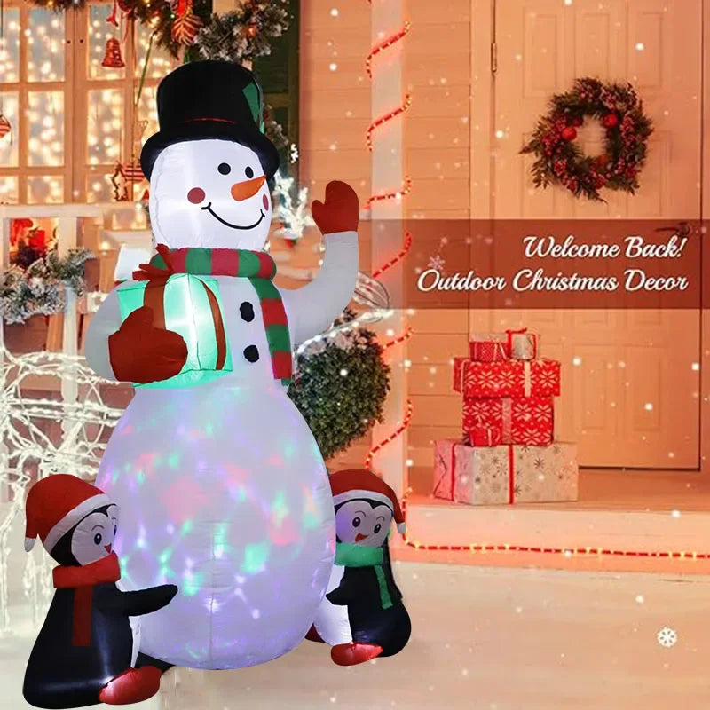 1.8m Christmas Decoration Inflatable Toy Gift Snowman Penguin Built-in LED Lights Indoor Outdoor New Year Party Garden Decor - ShopperDeals.shop