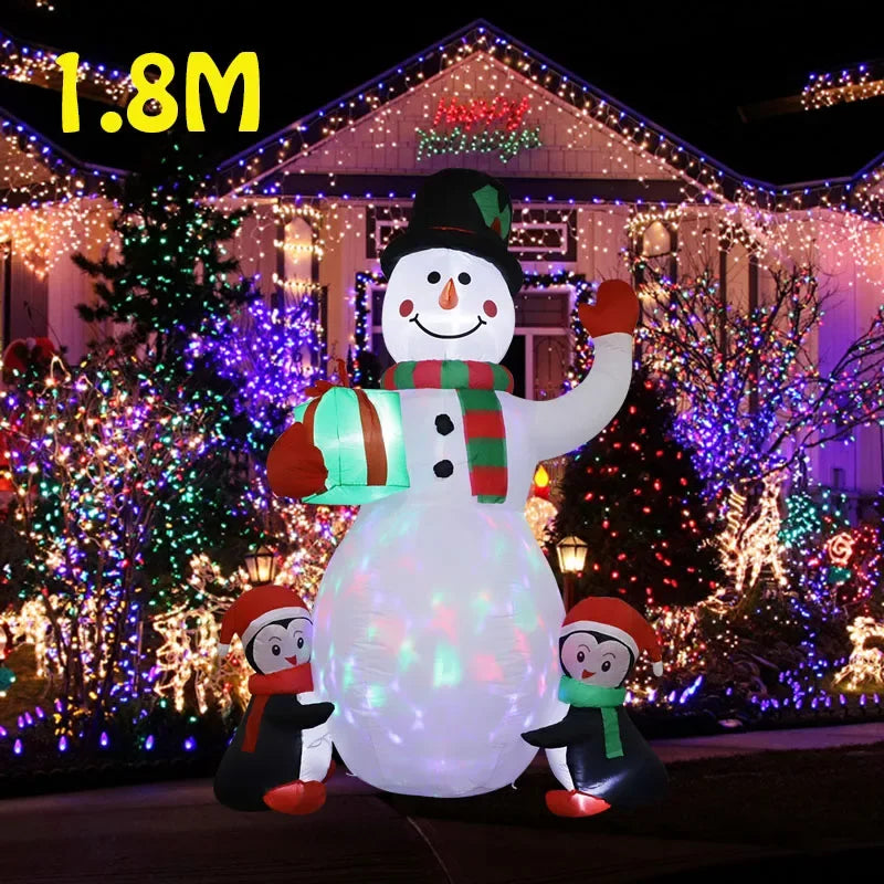 1.8m Christmas Decoration Inflatable Toy Gift Snowman Penguin Built-in LED Lights Indoor Outdoor New Year Party Garden Decor - ShopperDeals.shop