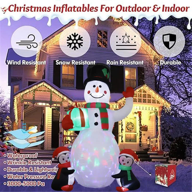 1.8m Christmas Decoration Inflatable Toy Gift Snowman Penguin Built-in LED Lights Indoor Outdoor New Year Party Garden Decor - ShopperDeals.shop