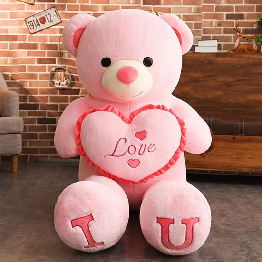 80/100Cm Big LOVE Plush Toy Bear Giant Stuffed Animals Birthday Valentines Day Gifts Soft Pillow Dolls Grilfriend Girls Wife Kid - ShopperDeals.shop