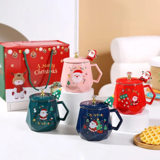 New Mug Gift Box Ceramic Mug Christmas Gift Ceramic Mug Mug With Lid With Spoon Set Cup Cup Cup Coffee Cup Gifts For Friends - ShopperDeals.shop