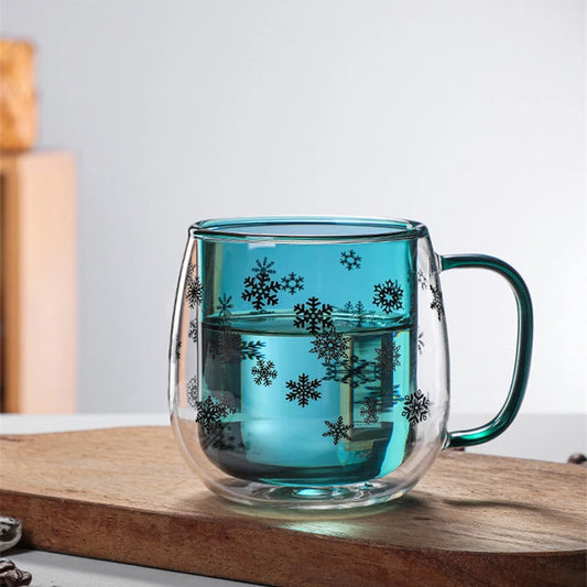 Enchanting Christmas Snowflake Double-Layer Glass: Insulated Festive Drinkware for Magical Holiday Sips - ShopperDeals.shop