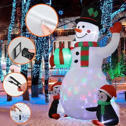 1.8m Christmas Decoration Inflatable Toy Gift Snowman Penguin Built-in LED Lights Indoor Outdoor New Year Party Garden Decor - ShopperDeals.shop