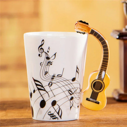 🎸🎵 MelodiSip Ensemble: Creative Guitar-Shaped Ceramic Mug (240ml) ✨🎼 - ShopperDeals.shop