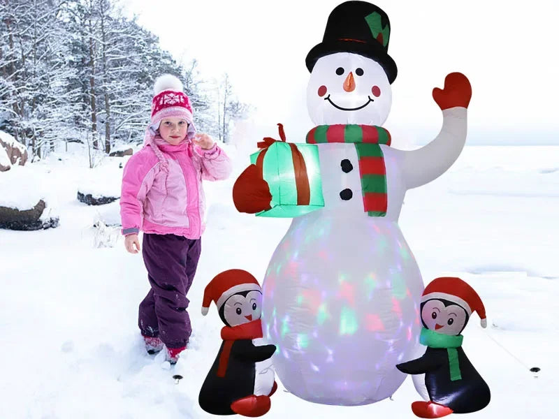 1.8m Christmas Decoration Inflatable Toy Gift Snowman Penguin Built-in LED Lights Indoor Outdoor New Year Party Garden Decor - ShopperDeals.shop