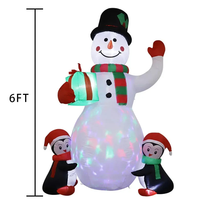 1.8m Christmas Decoration Inflatable Toy Gift Snowman Penguin Built-in LED Lights Indoor Outdoor New Year Party Garden Decor - ShopperDeals.shop