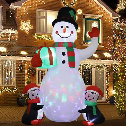 1.8m Christmas Decoration Inflatable Toy Gift Snowman Penguin Built-in LED Lights Indoor Outdoor New Year Party Garden Decor - ShopperDeals.shop