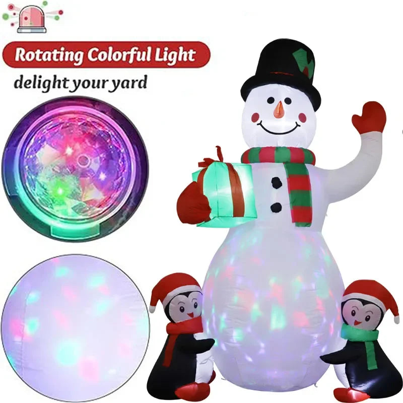 1.8m Christmas Decoration Inflatable Toy Gift Snowman Penguin Built-in LED Lights Indoor Outdoor New Year Party Garden Decor - ShopperDeals.shop